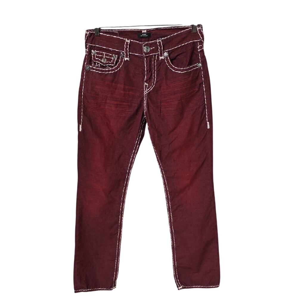 True Religion Ricky Super T Micro Corduroy Relaxed Straight Pants Red Mens 32